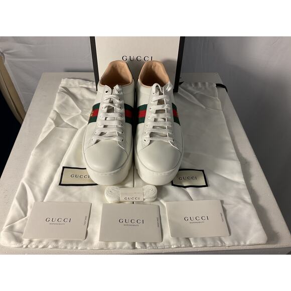 Gucci New Ace White Leather Platform Sneakers Size 11 - Picture 4 of 5